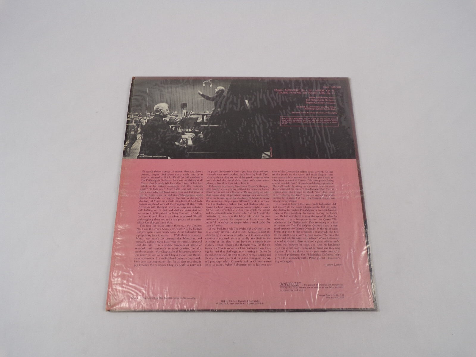 Artur Rubinstein The Philadelphia Orchestra Eugene Ormandy Chopin Vinyl Record