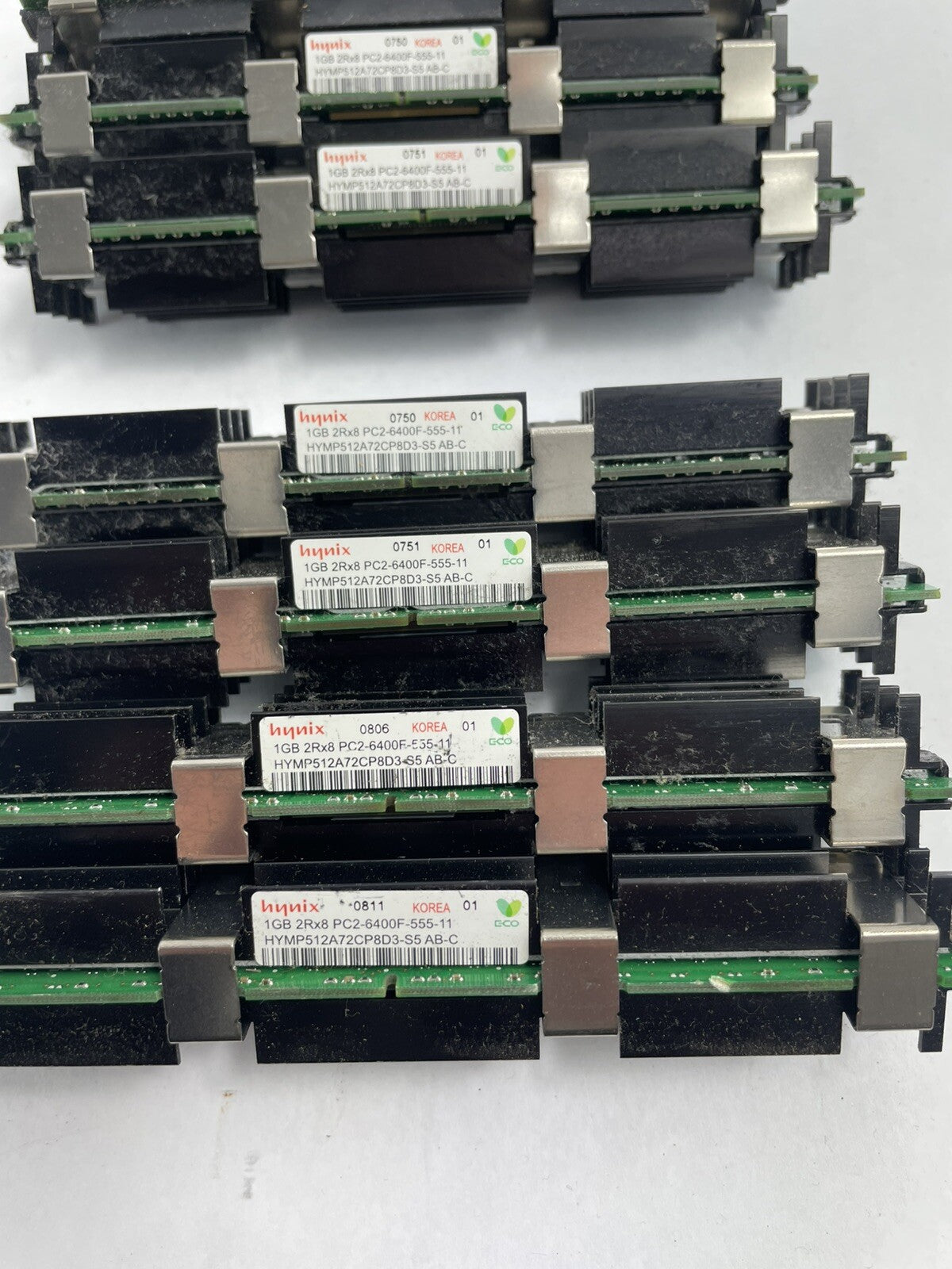 Lot of 12: Apple Mac Pro 2008 A1186 1GB ram 2Rx8 PC2-5300F-555-11 RAM Hynix