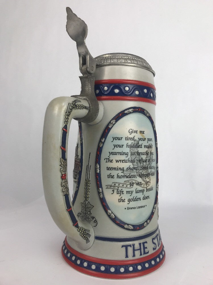 Stroh Brewery Statue Of Liberty Stein Ellis Island   Excellent Cond.  Seramarte