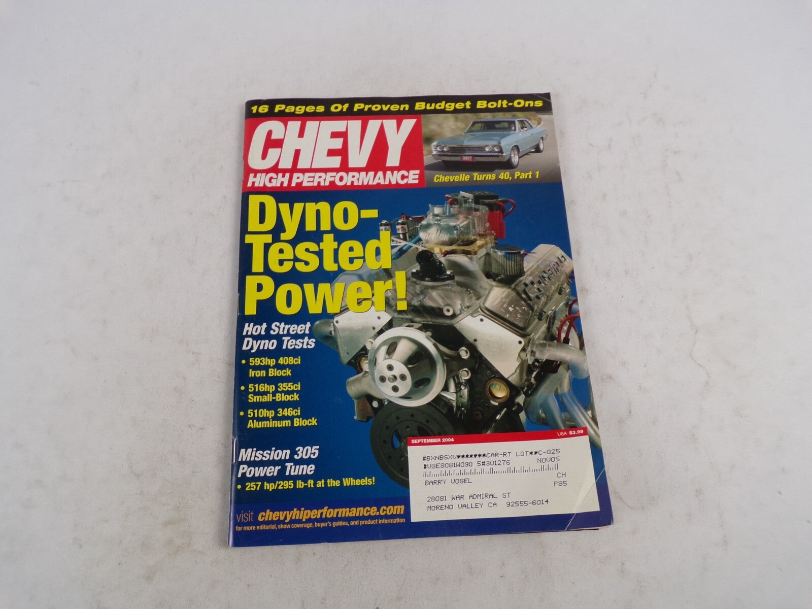 September 2004 Chevy High Performance Dyno-Tested Power! 16 Pages Of Proven Budg