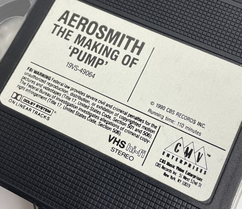 Aerosmith : The Making Of Pump Documentry VHS 1990, Columbia Music Video - LOOK