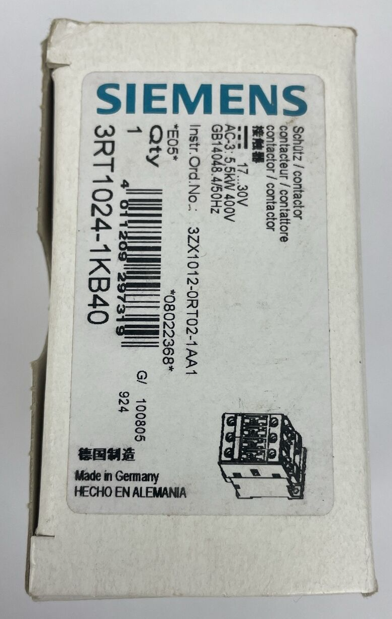 SIEMENS 3RT1024-1K 24 VDC 35 A 600 VAC CONTACTOR - New Old Stock