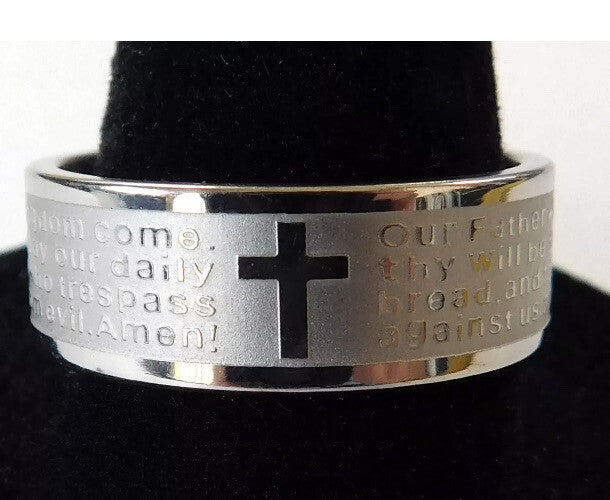 29 x Kids Stainless Steel Bible Lord's Prayer Cross Ring English & Portuguese
