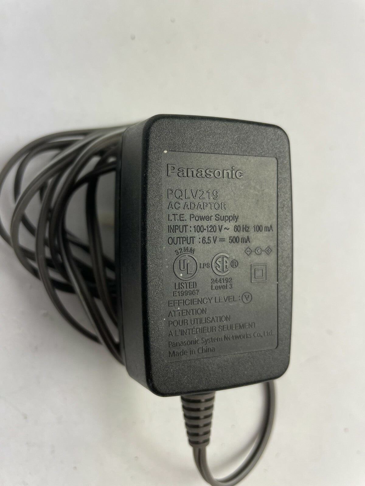 Genuine Panasonic PQLV219 AC Adapter Output 6.5 V 500mA Power Supply Adapter A52