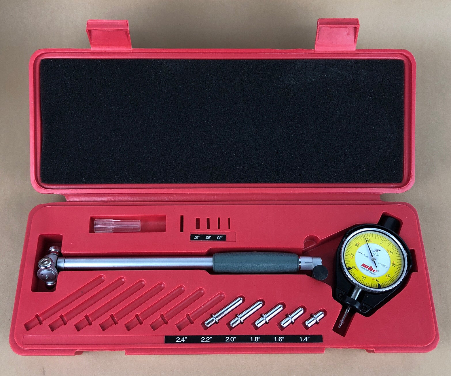 Vintage MSC Industrial Supply DIAL BORE GAGE SET 1.4" - 2.2" LOOK Mint Condition