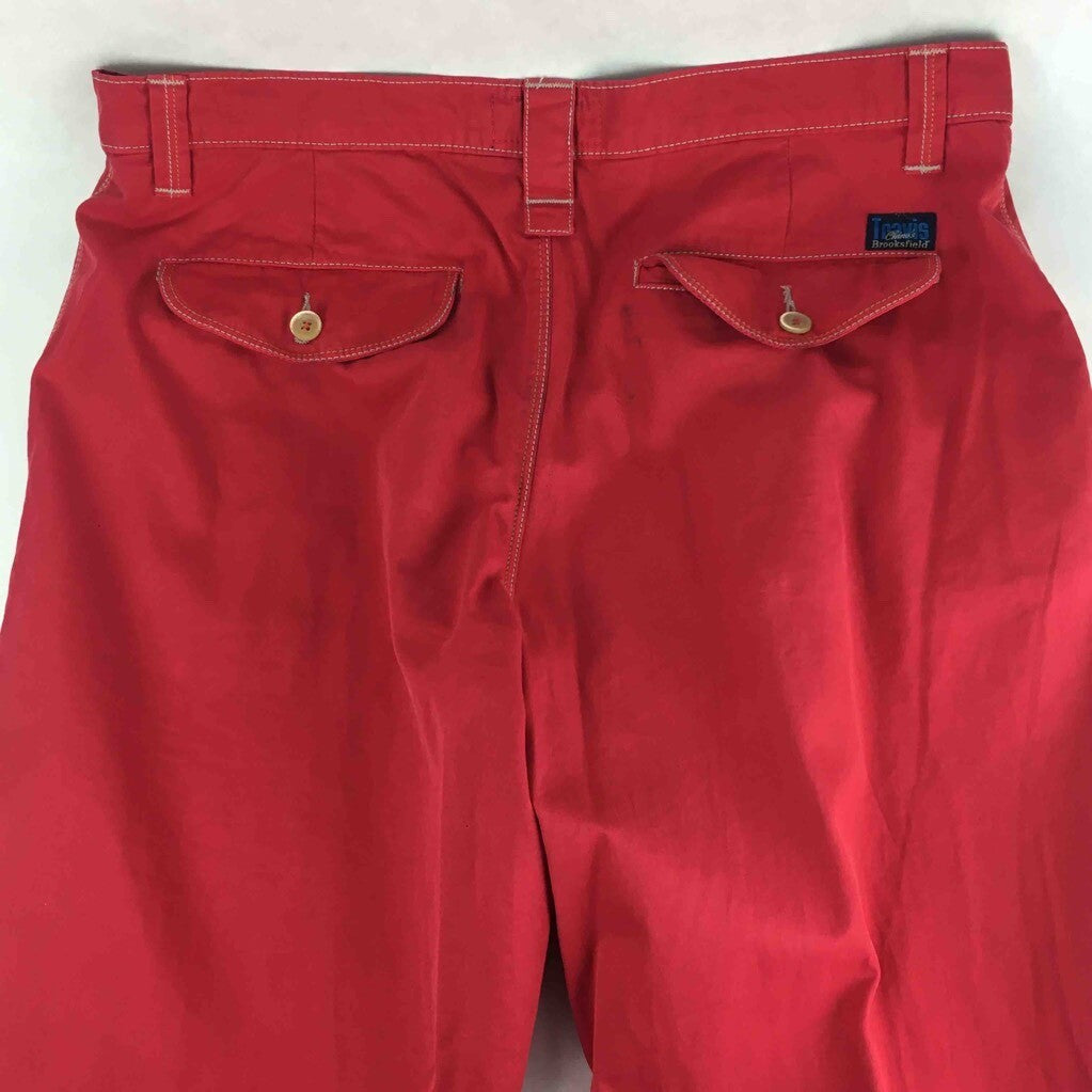 Travis Brooksfield Mens Chino Pants Red Action Tailored Zip Fly 100% Cotton 54