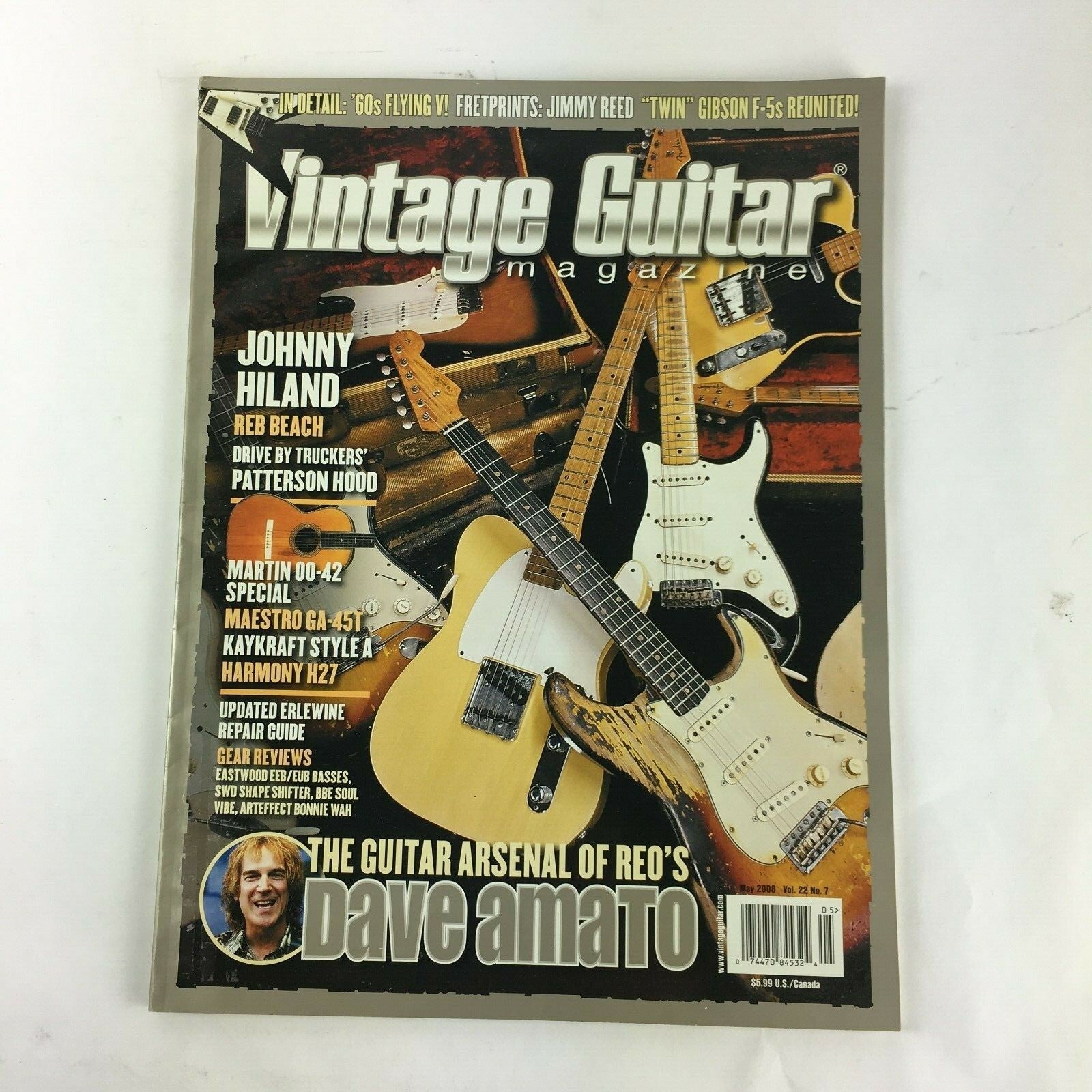 May 2008 Vintage Guitar MagazineDave Amato Johnny Hiland Harmony H27 Martin00-42