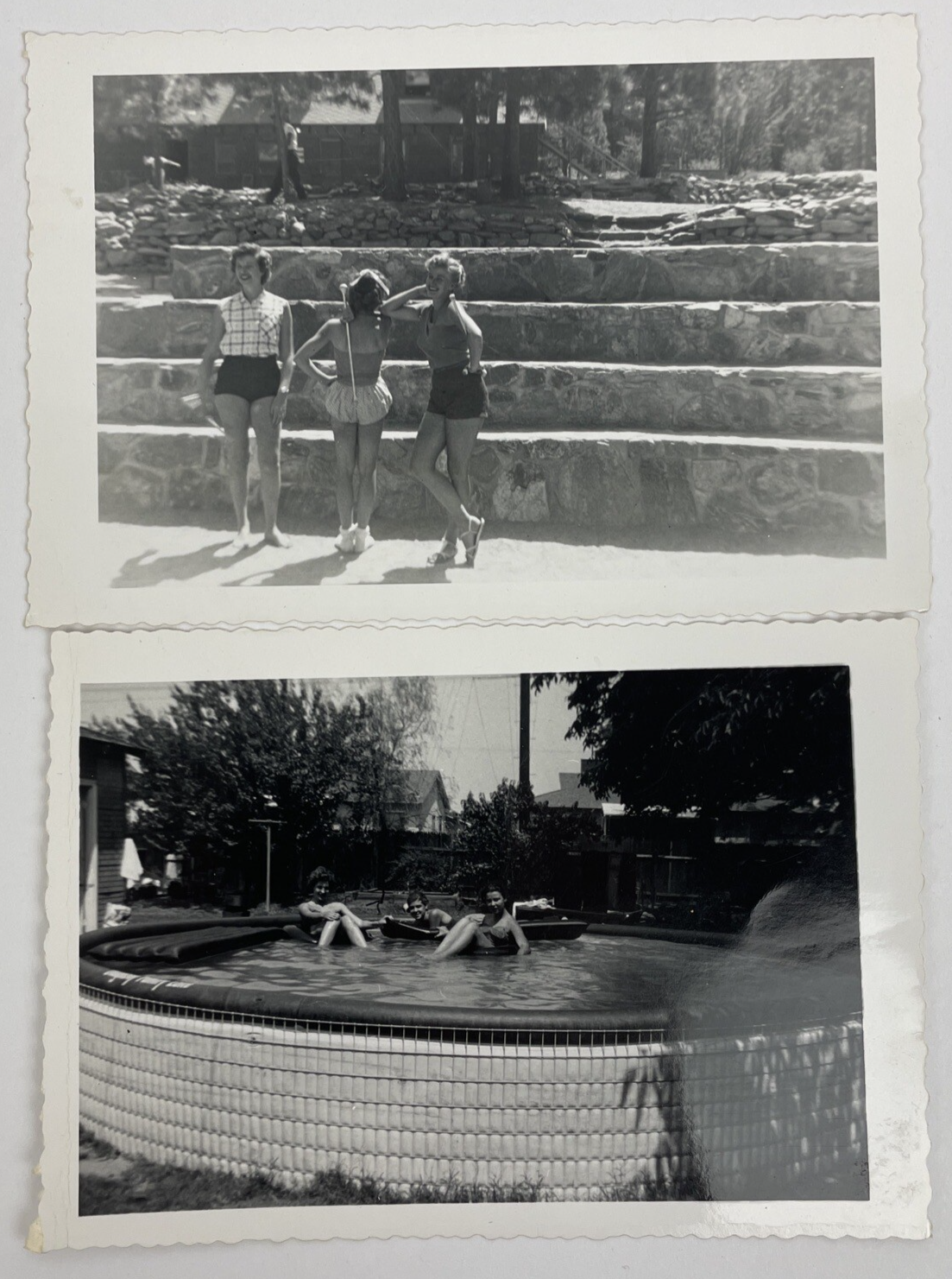 Vintage Photograph 1950's 3 California Girls Baton Twirler's / Swimming Pool