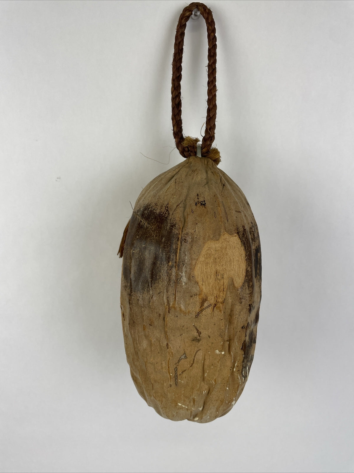 Coconut Carved Hand Made Tribal Native Head Decor Wall Hanging Shell Eyes Creepy