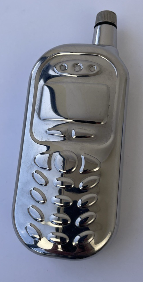 Vintage Cell Phone Hip Alcohol Whiskey Fuel Hidden Flask 4 oz Stainless Steel