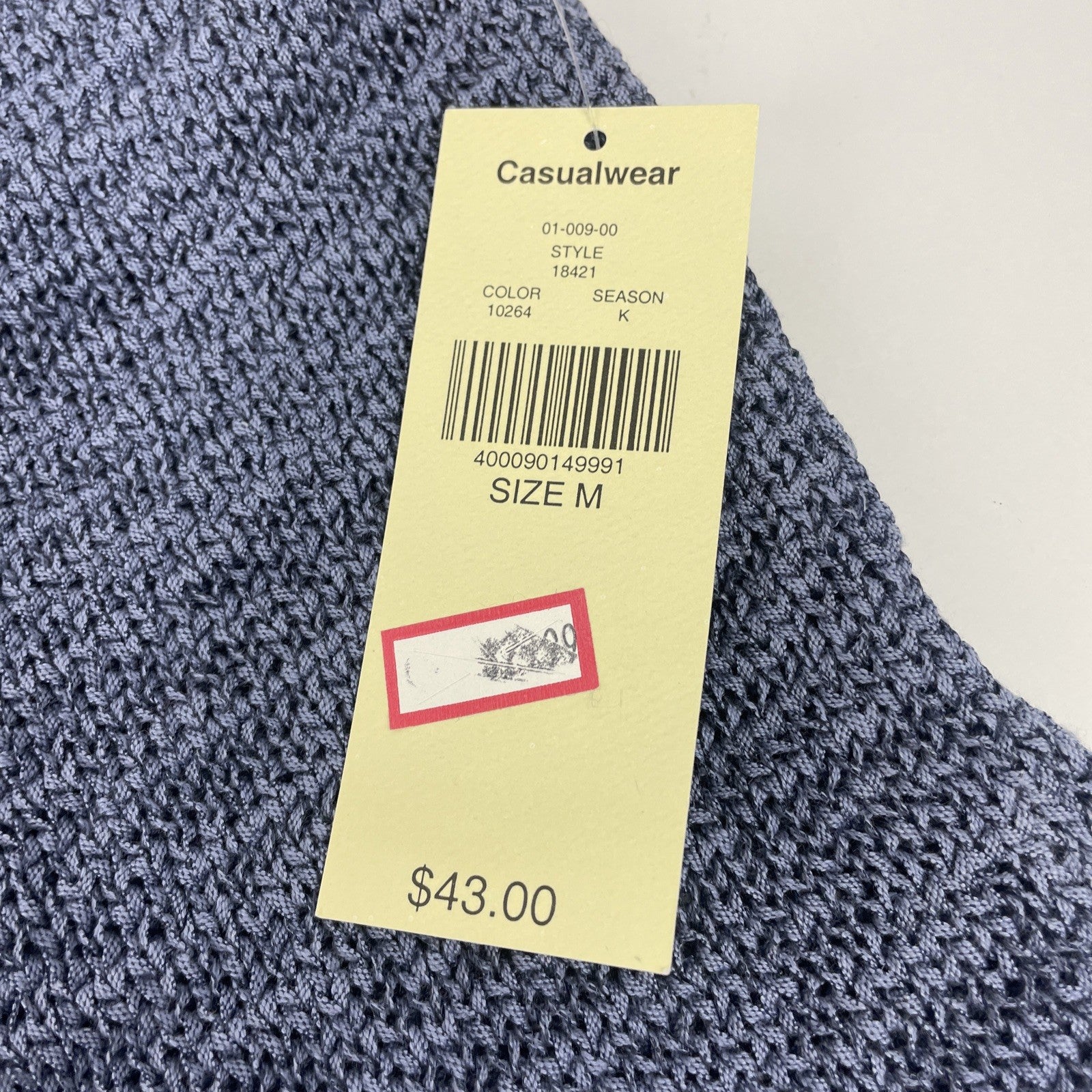 Valerie Stevens Medium M Loose Knit Sleeveless Sweater Tank Top Blue NWT