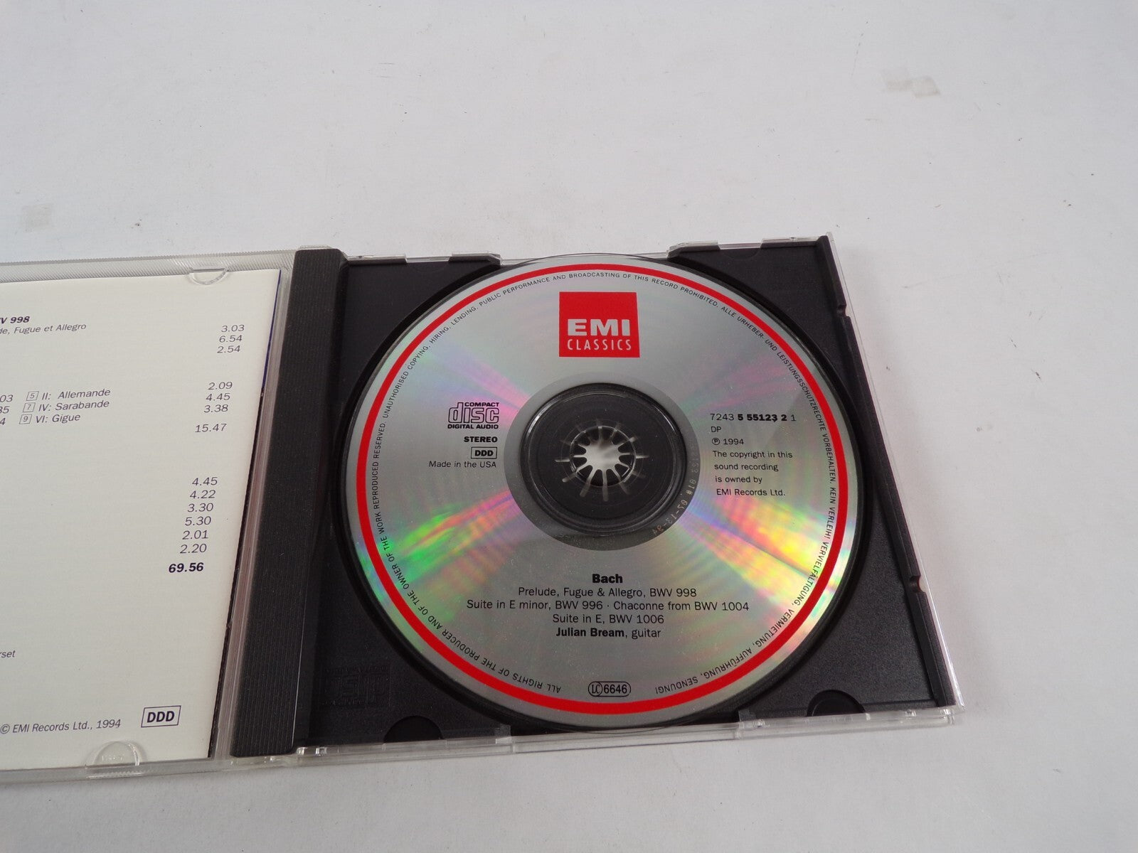 J.S.Bach Julian Bream Chaconne Suite In E Minor Partita In E Major Prelud CD #43