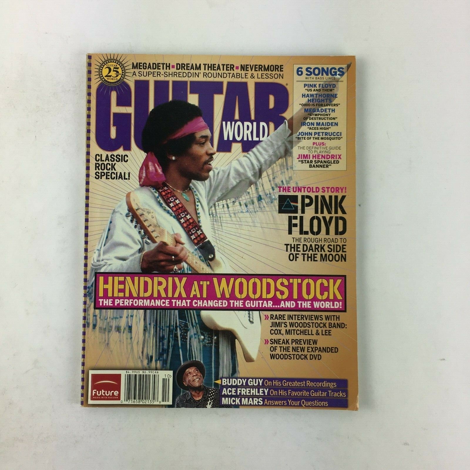 Guitar World Magazine Hendrix at Woodstock Pink Floyd Megadeth Iron Maiden