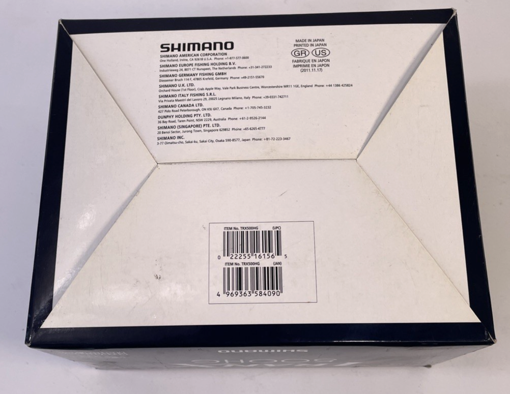 Shimano TranX 500HG Fishing Reel Instructions, Parts List and BOX ONLY - LOOK