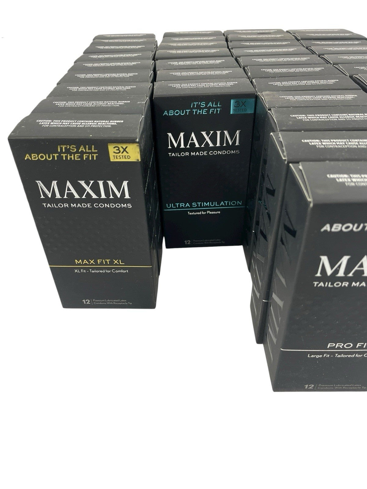Lot of 561 MAXIM Lubricated Latex Condoms PRO FIT XL ULTRA 3-12C. Boxes EXP 5-26