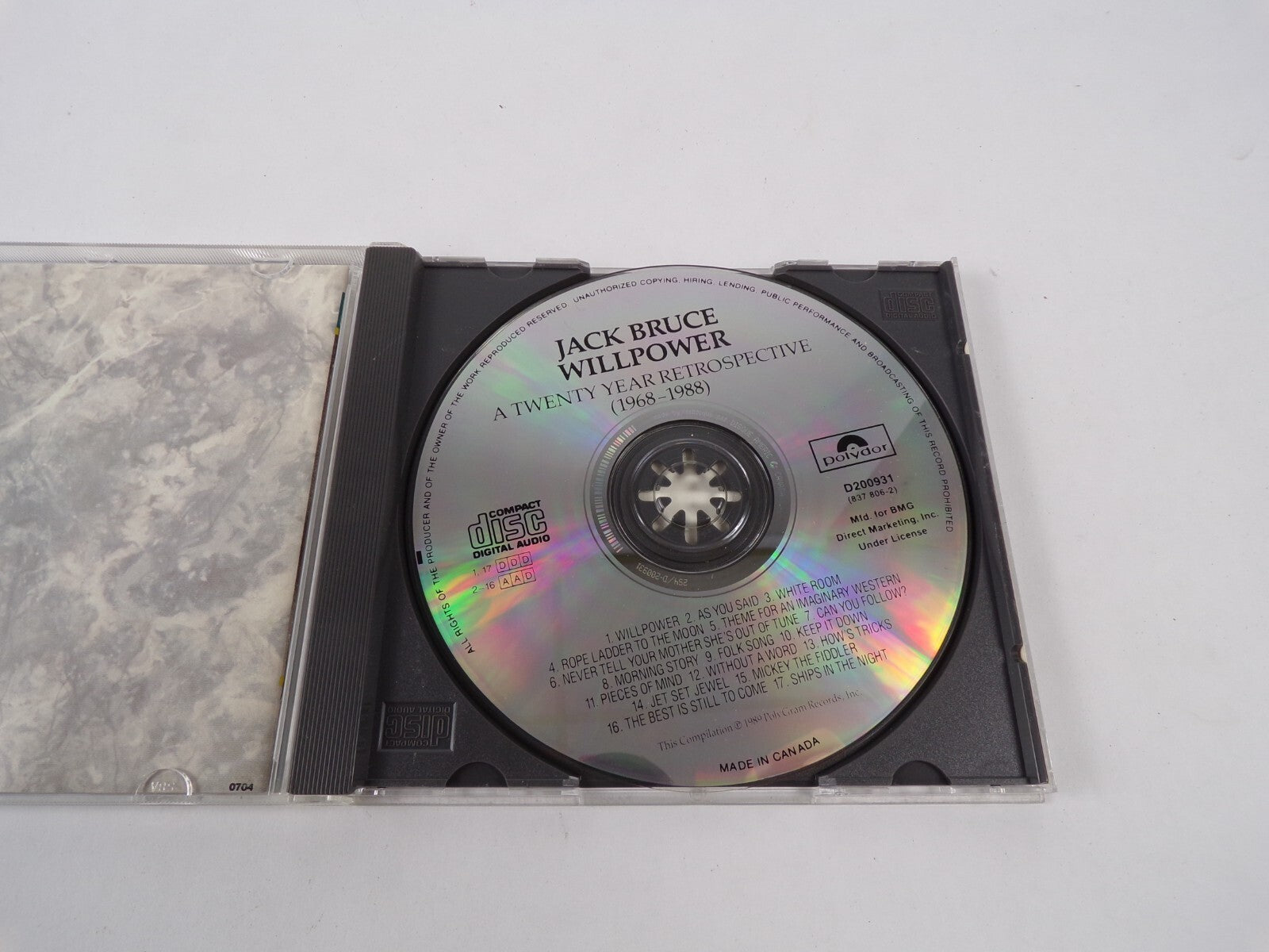 Jack Bruce Will Power A Twenty Year Retrospective As You Said White Room CD#46