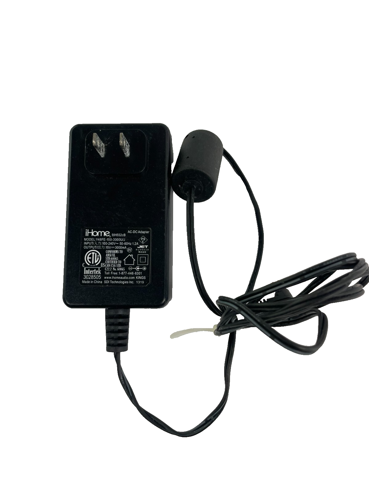 Geniune iHome Model Y48FE-150-3000 Output 15V 3A AC Power Supply Adapter #A71