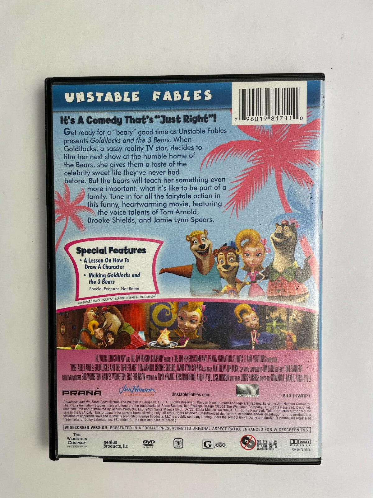 GoldiLocks and The 3 Bears Jamie Lynn Spears Brooke Shields Tom Arnold DVD Movie