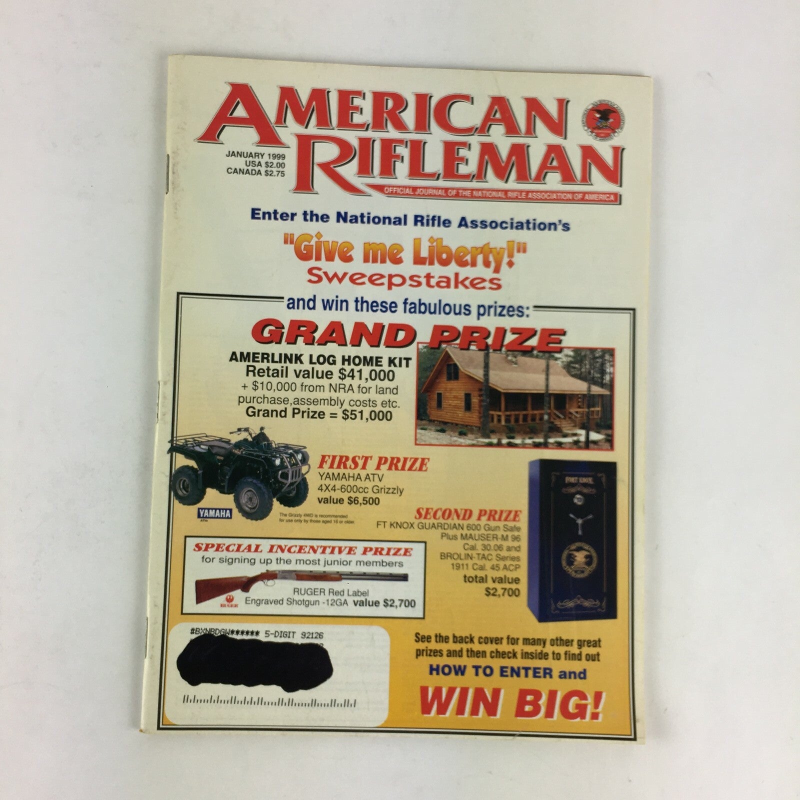 January 1999 American Rifleman Magazines Give Me Libety! Sweepstakes