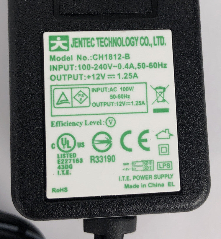 JENTEC TECHNOLOGY AC Adaptor Power Supply CH1812-B 12VDC 1.25A  A27