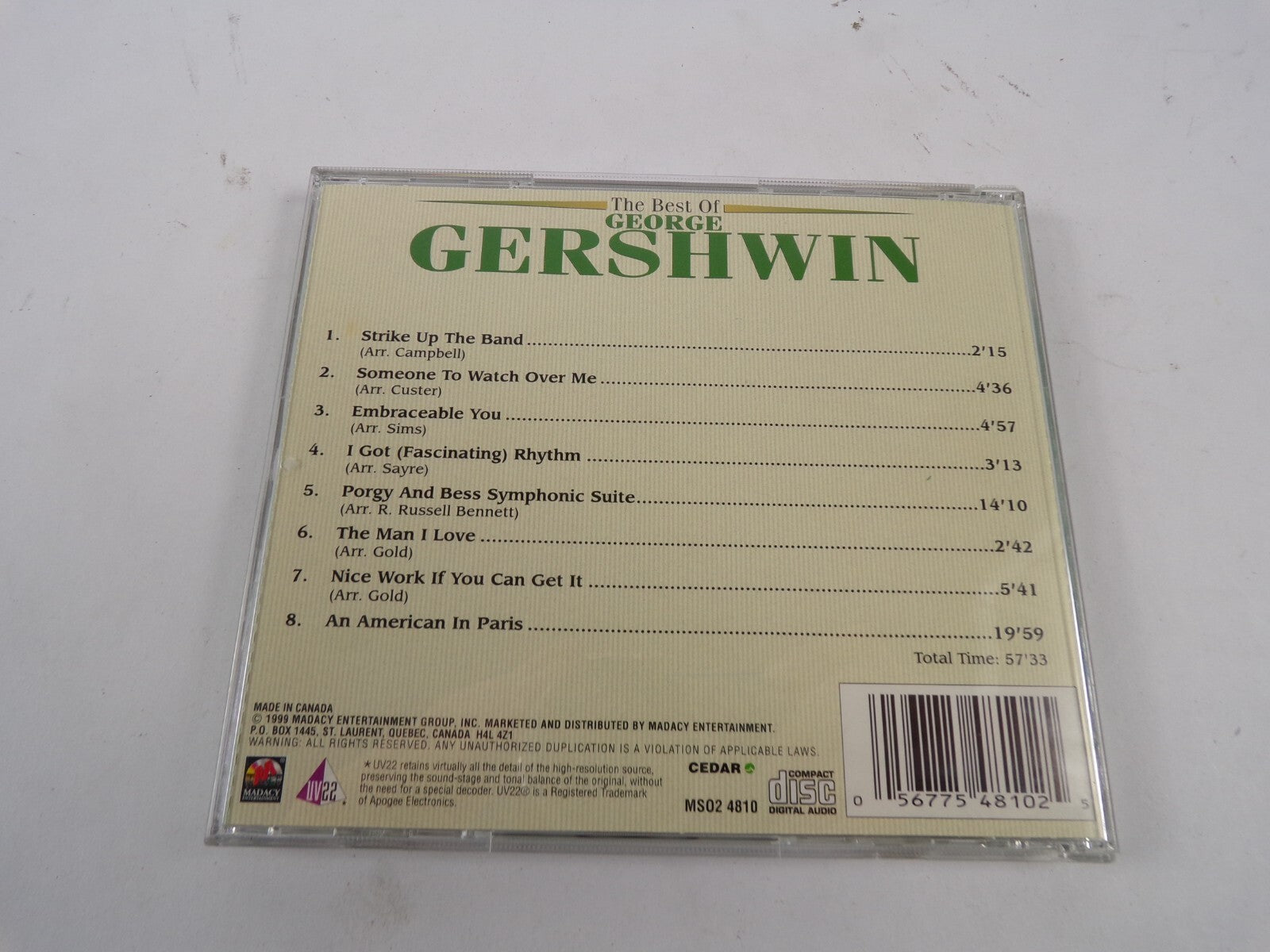 Classical Masterpieces The Best Of George Gershwin Strike Up The Band CD#51