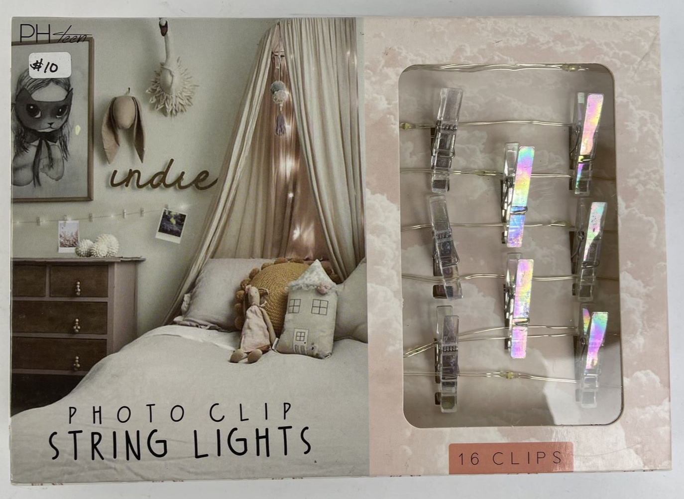 Battery Powered Photo Clip String Lights 13.5'  36 x Clip Iridescent LED Lights