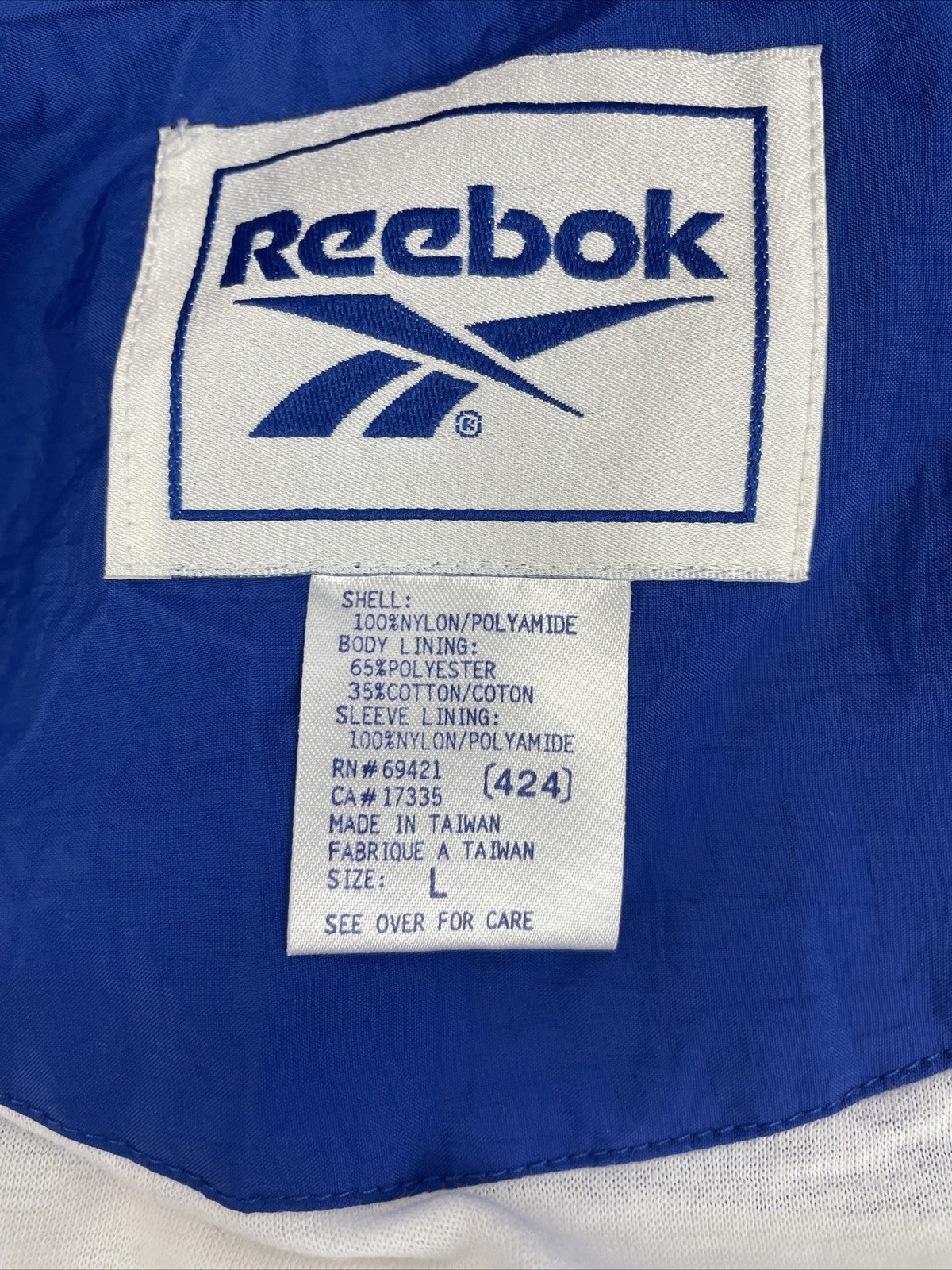 Vintage Reebok UCLA Bruins Nylon Full Zip Windbreaker Jacket Men's Large Blue