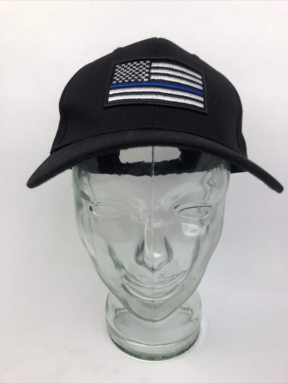 Thin Blue Line Police Hat American Flag Thin Blue Line Headwear Ball Cap, Black