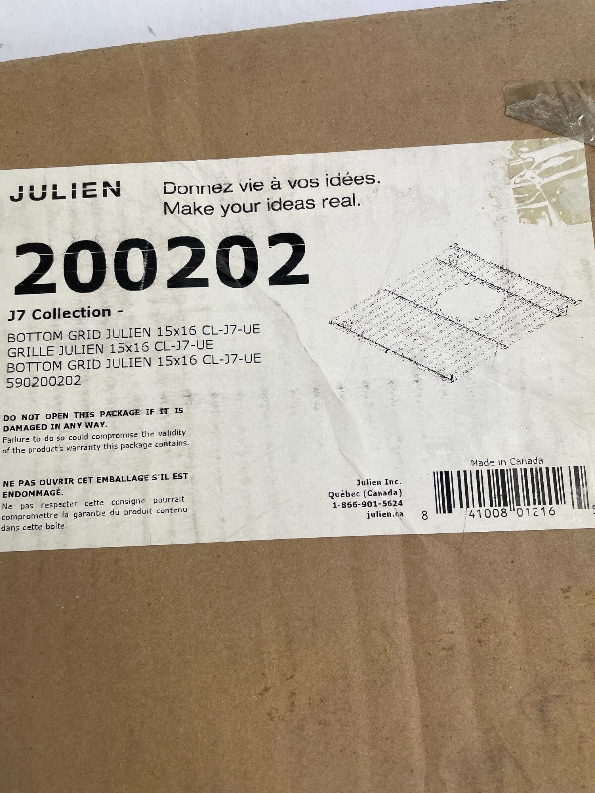 Julien J7 Collection 200202 stainless steel bottom sink grid 15 x 16 inch