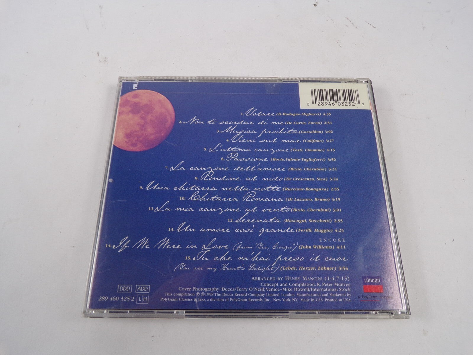 Pavarotti Notte D'amore POpular Italian Love Songs London Non It Seondor CD#39