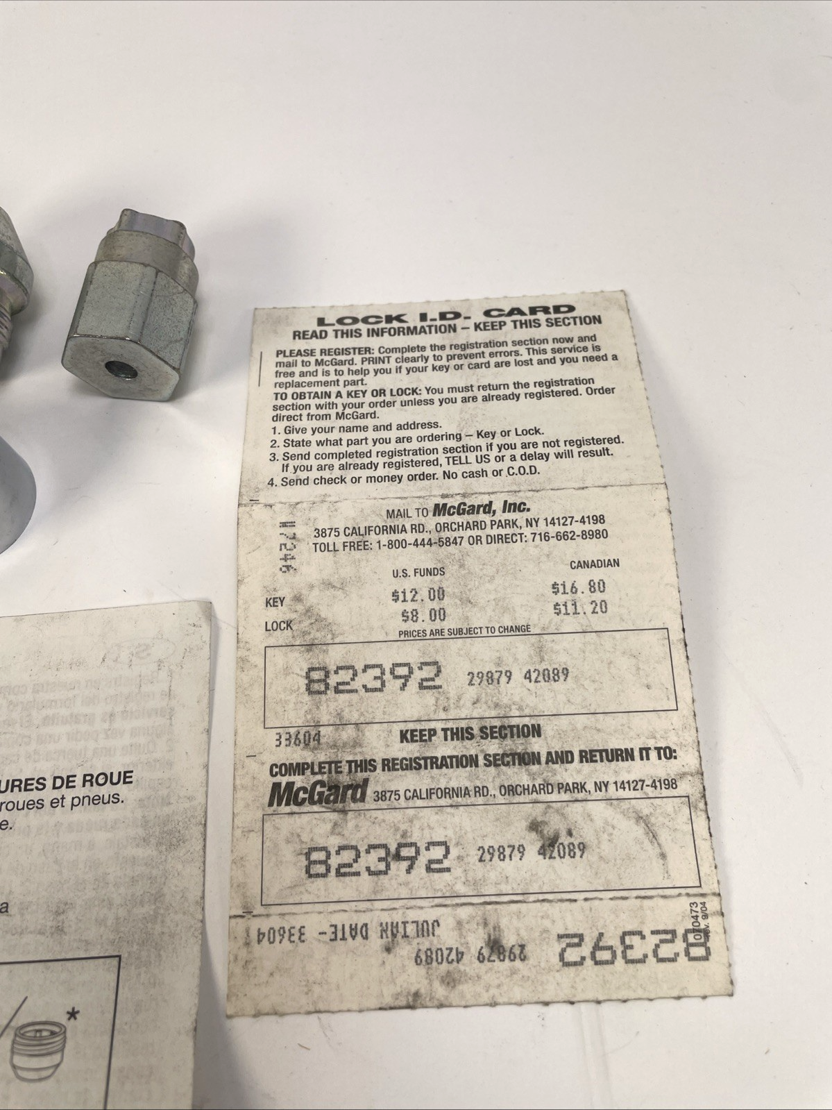 Mopar McGard Chrome Wheel Locking Lock Locking Kit  With ID Card NOS