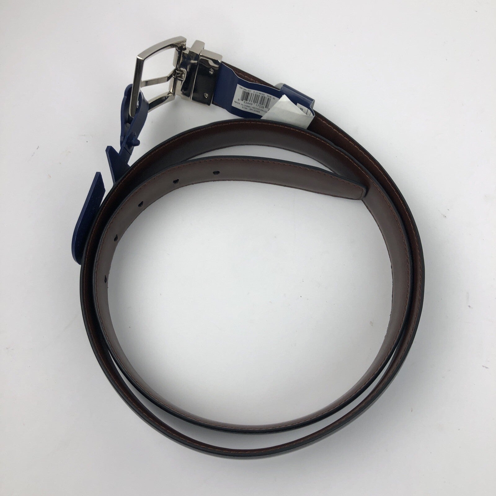 George  Reversible Black / Brown Genuine Leather Belt Size 42 - Brand New LOOK