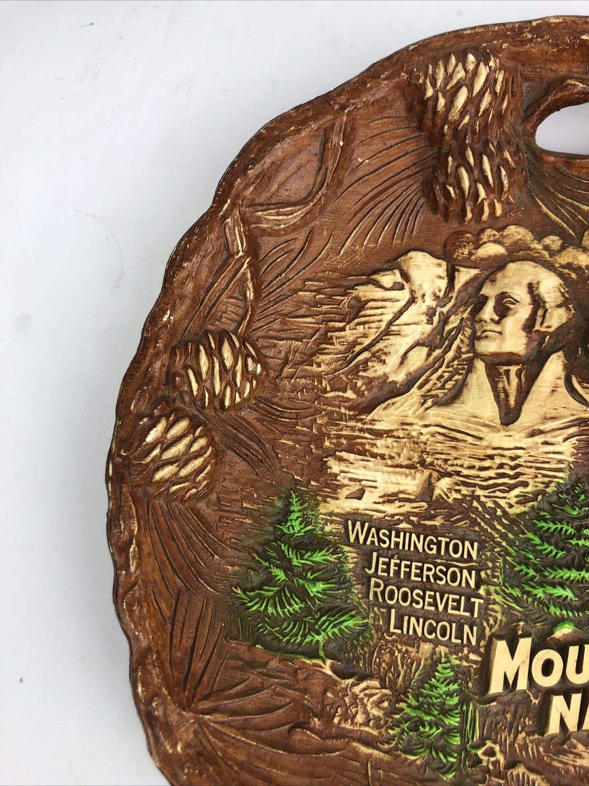 Mount Mt. Rushmore National Memorial Plate Nuine Pressed Wood H.H. Tammen Co.