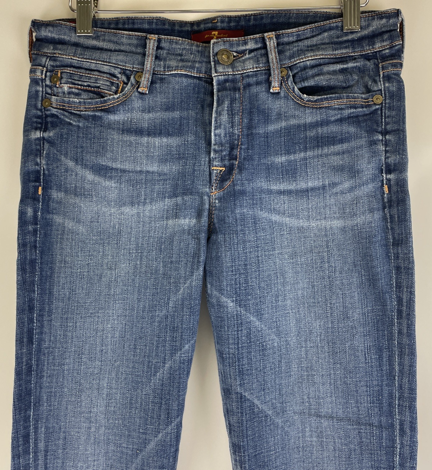 7 for all Mankind Skinny Low Rise Bootcut Jean Women's Sz 27 Light Blue Stretch