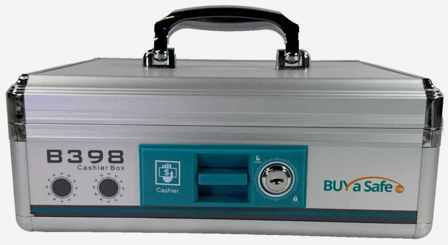 NIB Buy a Safe B398 Aluminum Cashier Box Lockable Cash Drawer NIB w/ Keys 2600