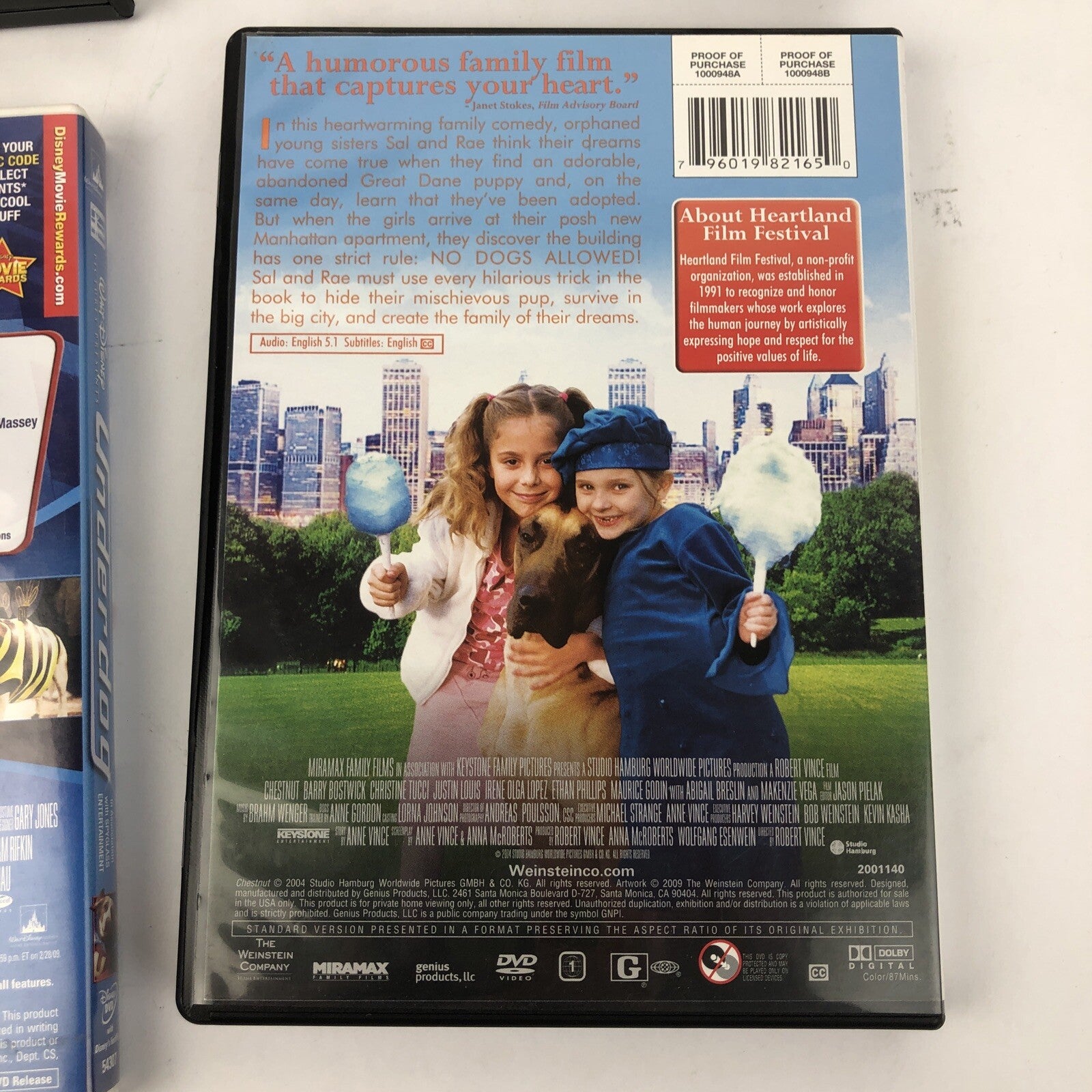 Dog Lovers Movie 4 DVD Lot: Underdog, Chestnut, Hotel For Dogs, Fox & Hound 2
