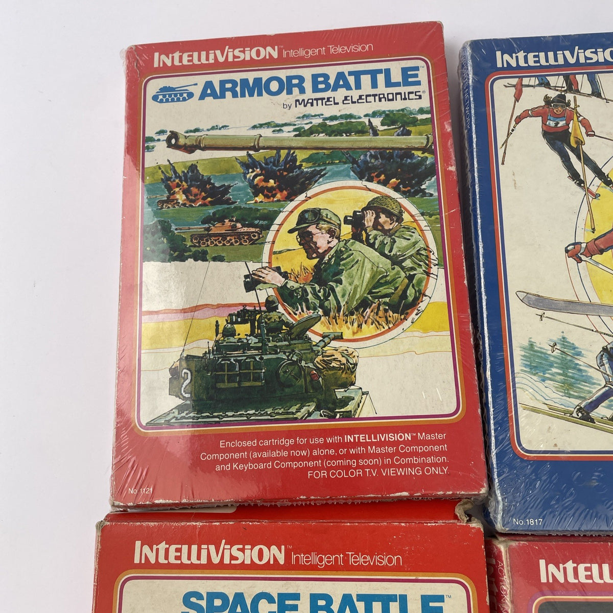 4 x INTELLIVISION Mattel Electronics Games Night Stalker Space Battle US Skiing+