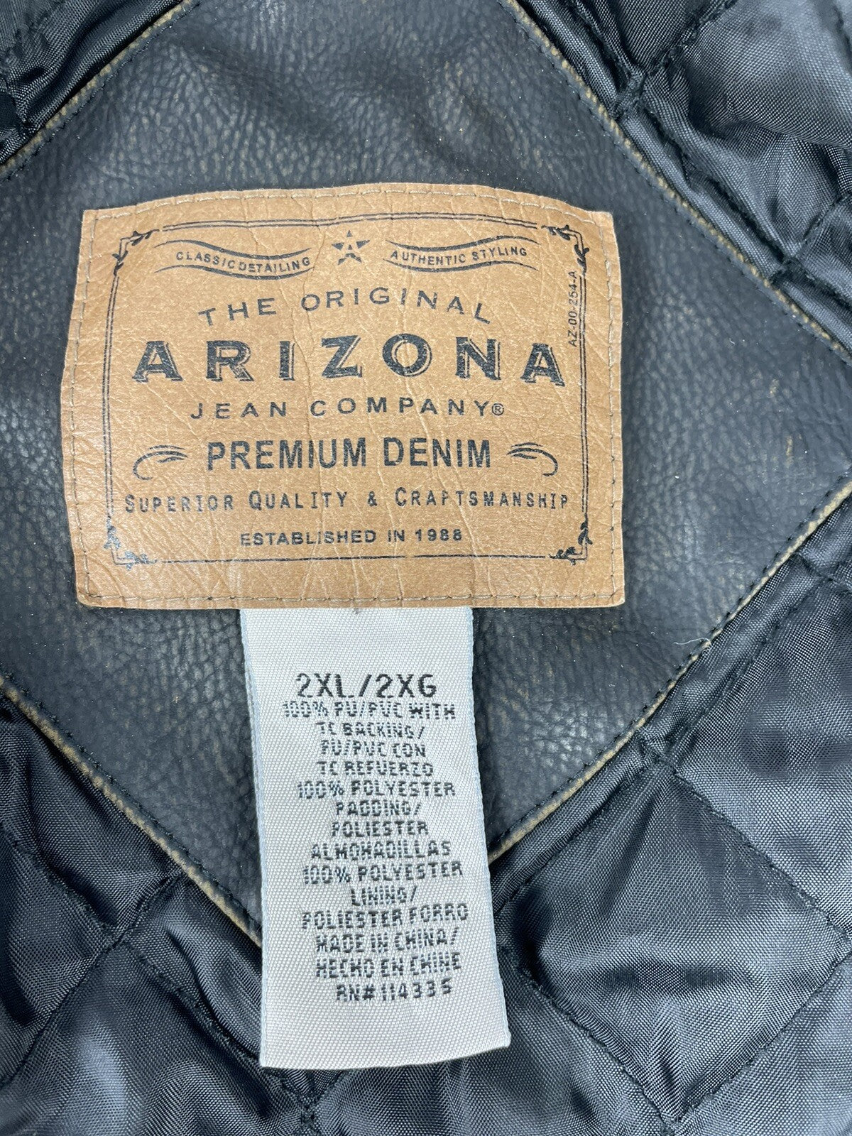 Vintage Arizona Faux Leather Men’s Race Jacket Size 2XL Racing Stripes Brown