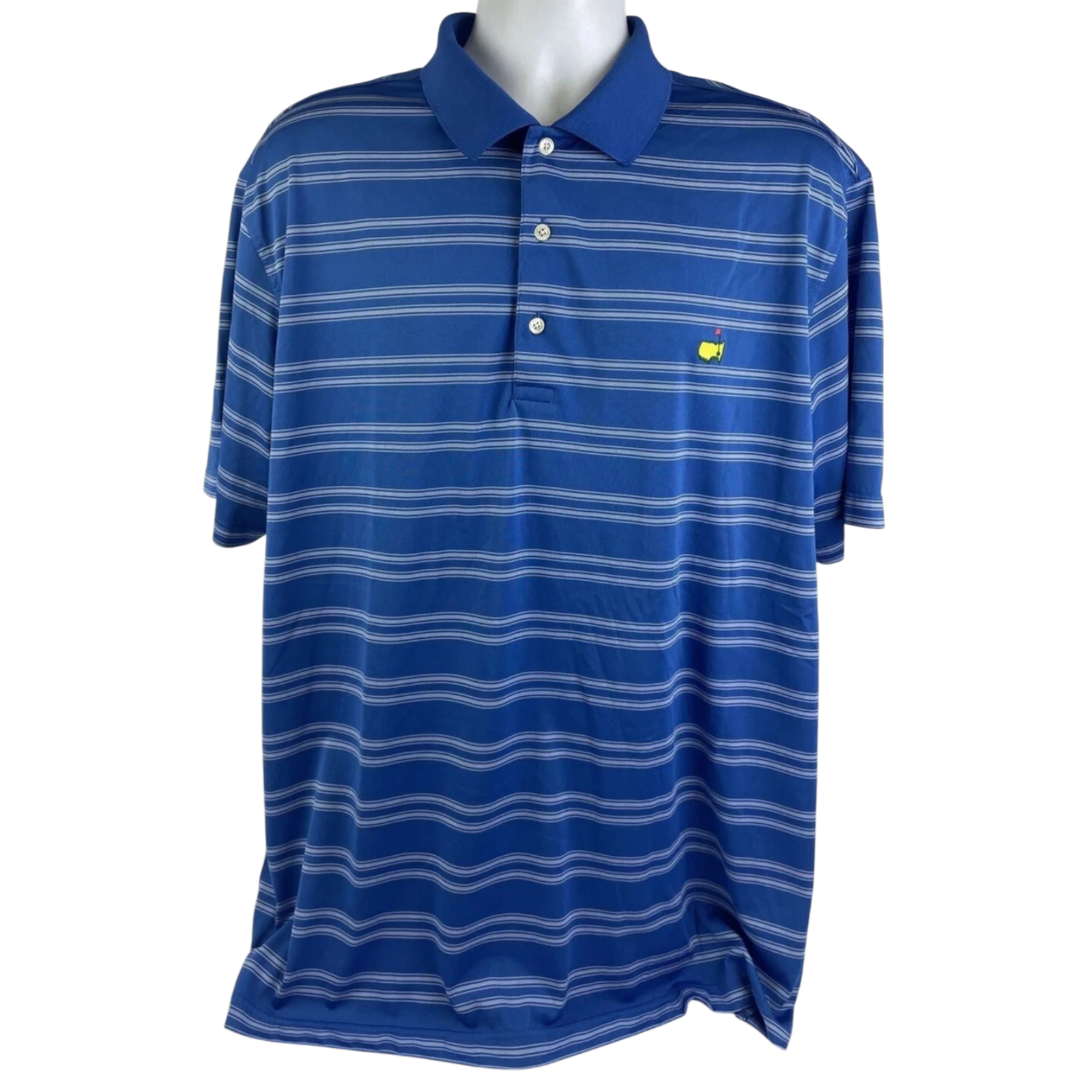 Masters Polo Shirt Men's Extra Large Pima Blue White Stripe Golf Performance XL