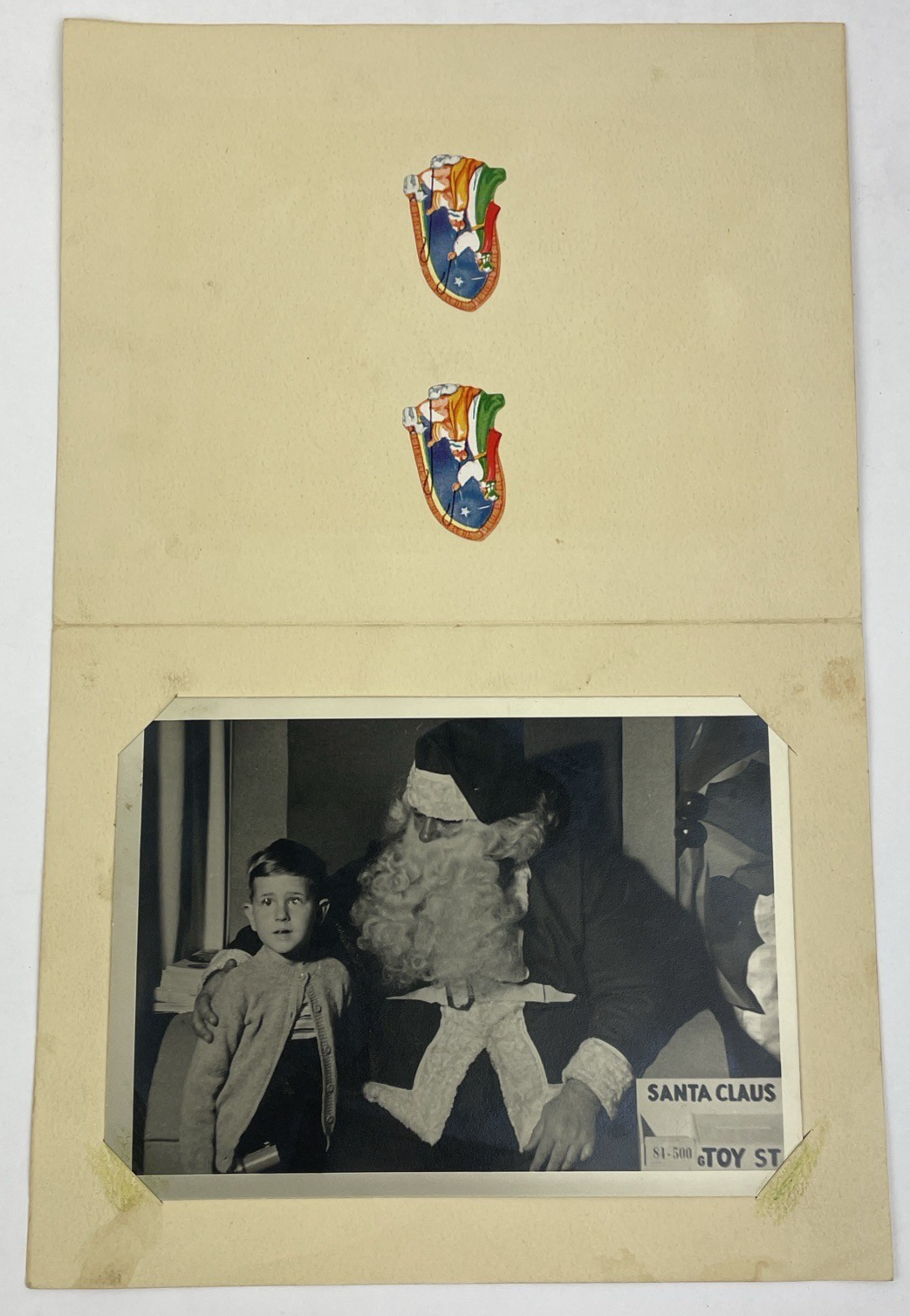 Vintage Photo Of A Young Boy Visiting Santa Claus  1946 With Folder Santa FOTO