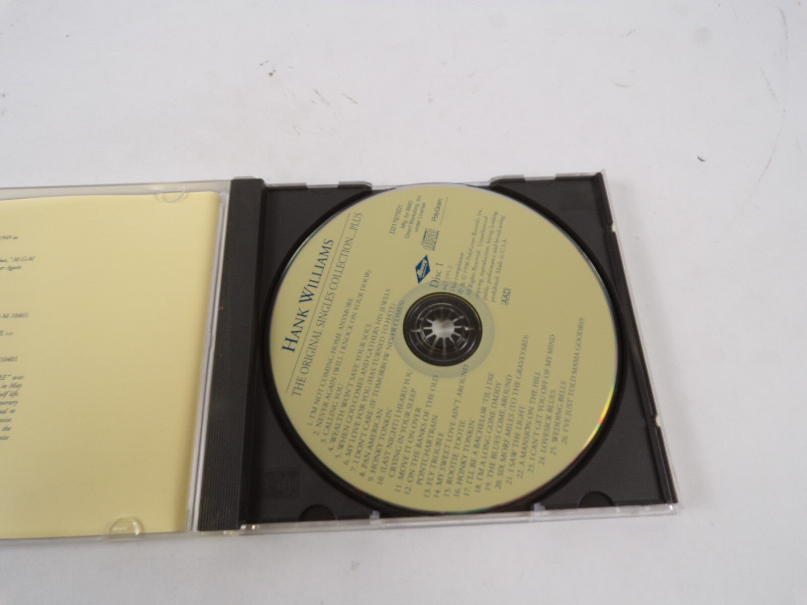 Hank Williams The Original Singles Collection Compact Disc One Honky Tonki CD#39