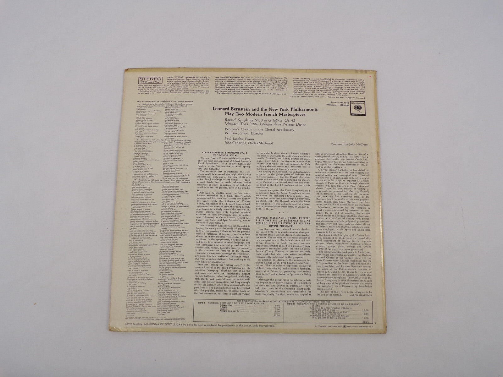 Leonard Bernstein New York PhilharmonicTwo Modern French Masterpieces Messia