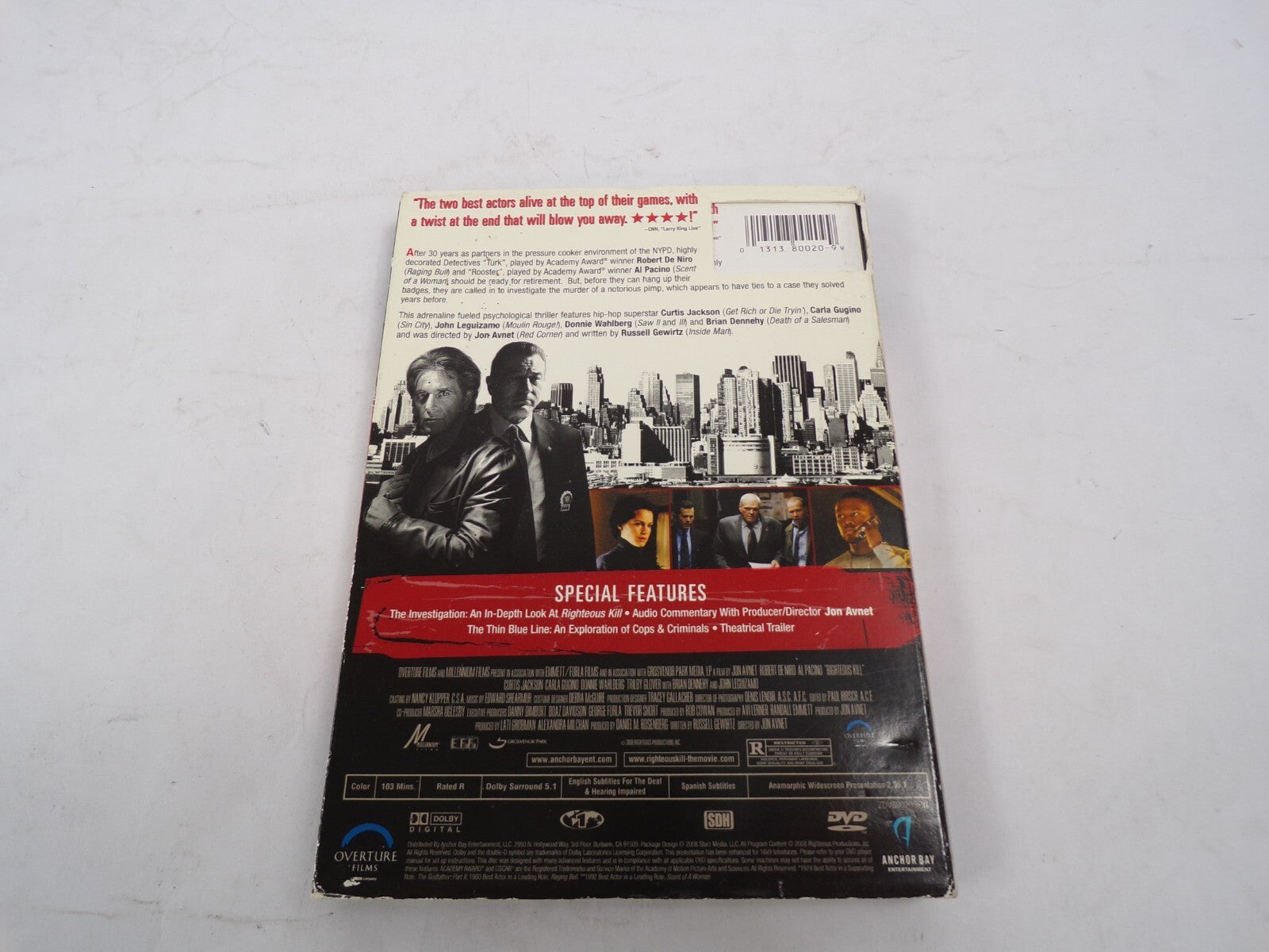 Righteous Kill Deniro Pacino A Jon Avnet DVD Movies