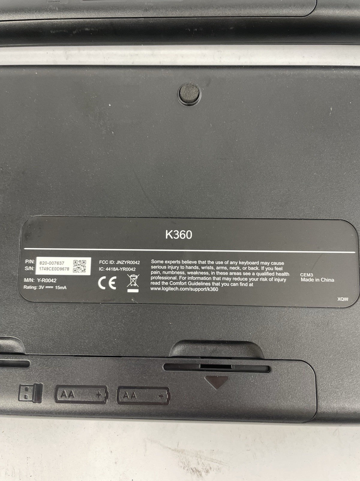 LOT OF 2 Logitech K360 Wireless Keyboard Glossy Black No Dongle Included