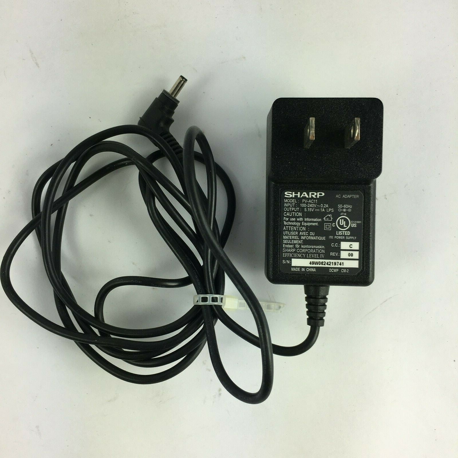 Genuine Sharp PV-AC11 E-4 Class 2 Output 5.15V 1A Power Supply Adapter A11