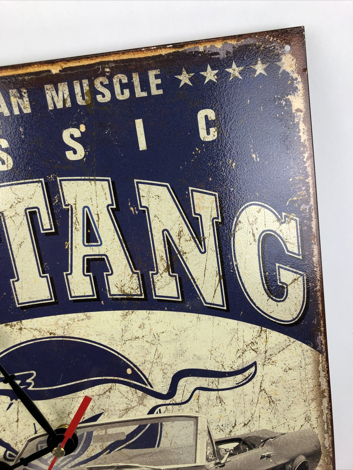 Ford Mustang Tin Sign Metal Clock Rustic Garage Muscle Car 1 of a Kind Folk Art