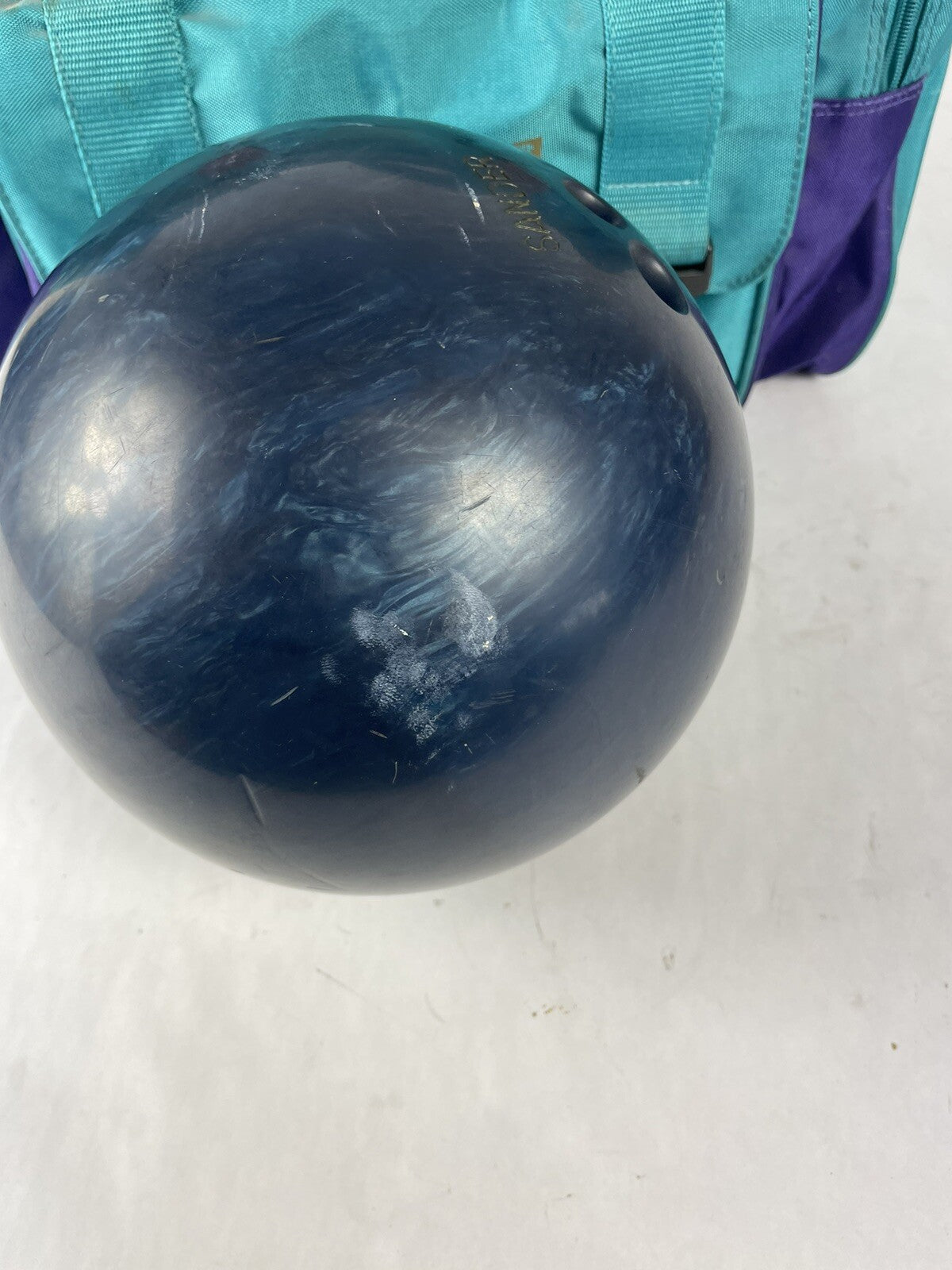 Vintage Bonanza 300 12 LB 4 oz Pound Bowling Ball Blue Free Shipping  with Bag