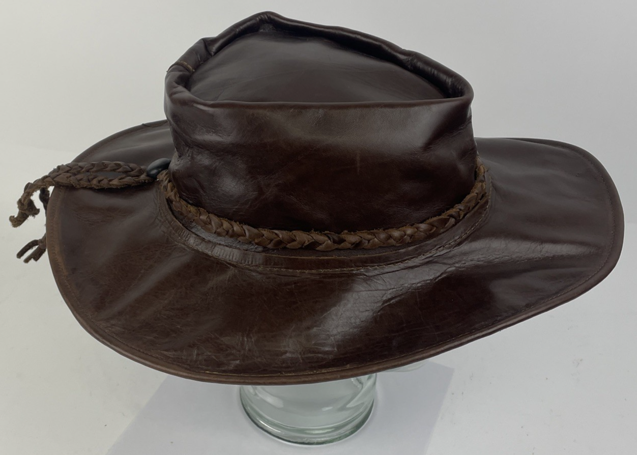 Genuine Handcrafted Thick Leather w Wire Vintage Western Cowboy Or Cowgirl Hat