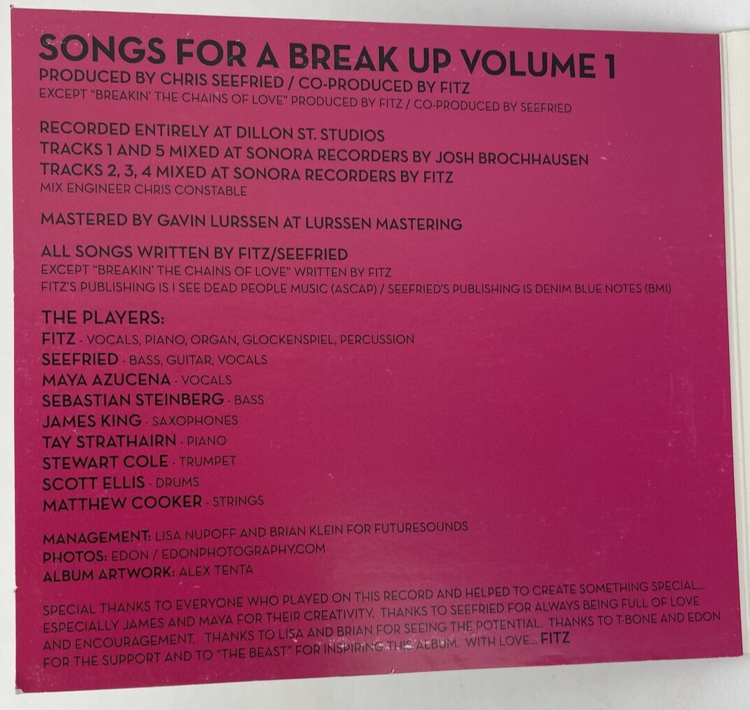 FITZ & The Tantrums - Songs for a Breakup, Vol. 1 Digital Audio CD 2009 - DEF