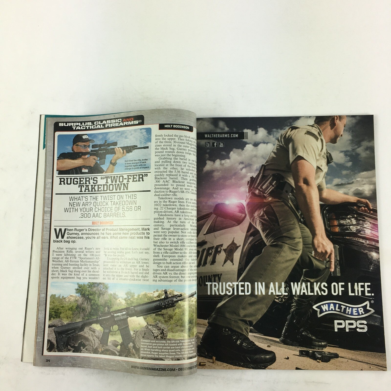 December 2015 Guns Magazine Magnum 10mm .45 ACP Foxy Woods Escort 5.56/.300 .308